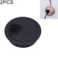 Round 60mm zinc alloy desk grommet cover in black with black vented cable opening insert