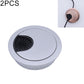 Round 60mm zinc alloy desk grommet cover in light silver with black vented cable opening