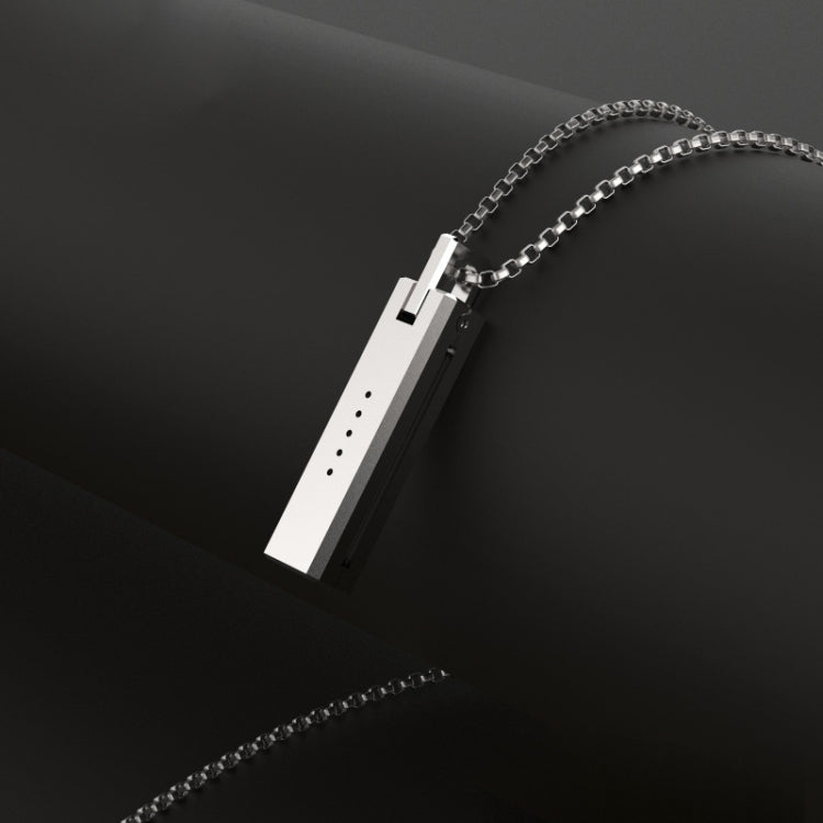 Silver-tone magnetic pendant necklace with side bars and linked chain