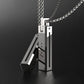 Silver-tone geometric magnetic pendant necklace with linked chain