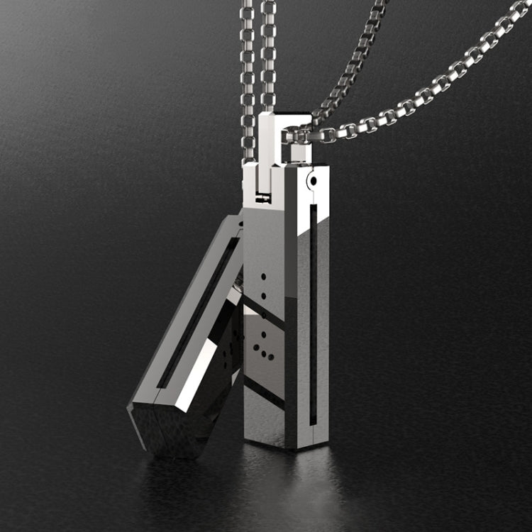 Silver-tone geometric magnetic pendant necklace with linked chain