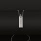 White/steel rectangular magnetic pendant necklace with linked chain