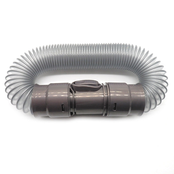 Vacuum extension hose accessory with spring-ribbed tube and connector ends, dark gray