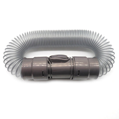 Vacuum extension hose accessory with spring-ribbed tube and connector ends, dark gray