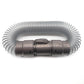 Vacuum extension hose accessory with spring-ribbed tube and connector ends, dark gray