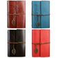 Assorted color faux-leather travel diary notebooks with embossed leaf cover and hanging leaf charm