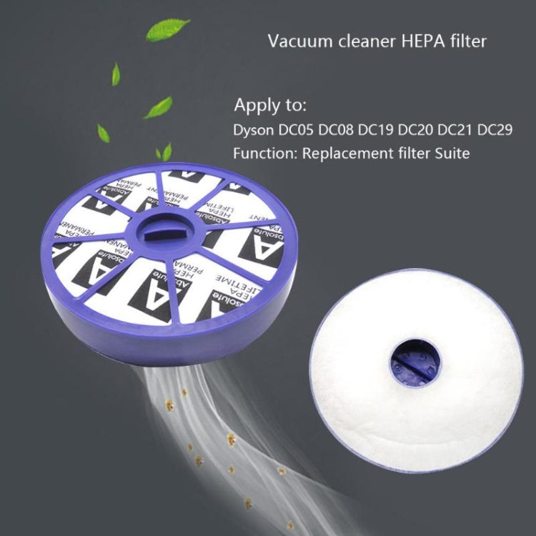 Circular purple HEPA filter with white filter disc, vacuum replacement accessory