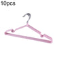 Set of 10 light pink PVC-coated clothes hangers with curved anti-slip arms
