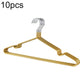 Set of 10 gold PVC-coated clothes hangers with chrome top hook