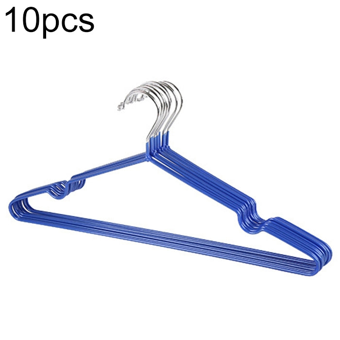 Blue PVC-coated clothes drying rack hanger with anti-slip ridges