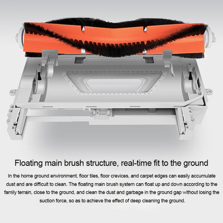 Robot sweeping brush accessory with orange bristles and white plastic housing