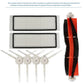 Robot accessory kit: two filters, four side brushes, and red main brush