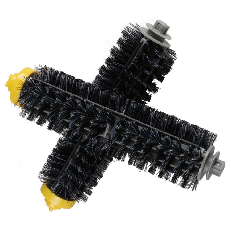 Black bristle side brush with yellow hub and gray gear end caps