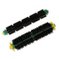 Robot vacuum roller brush with black bristles and green end caps