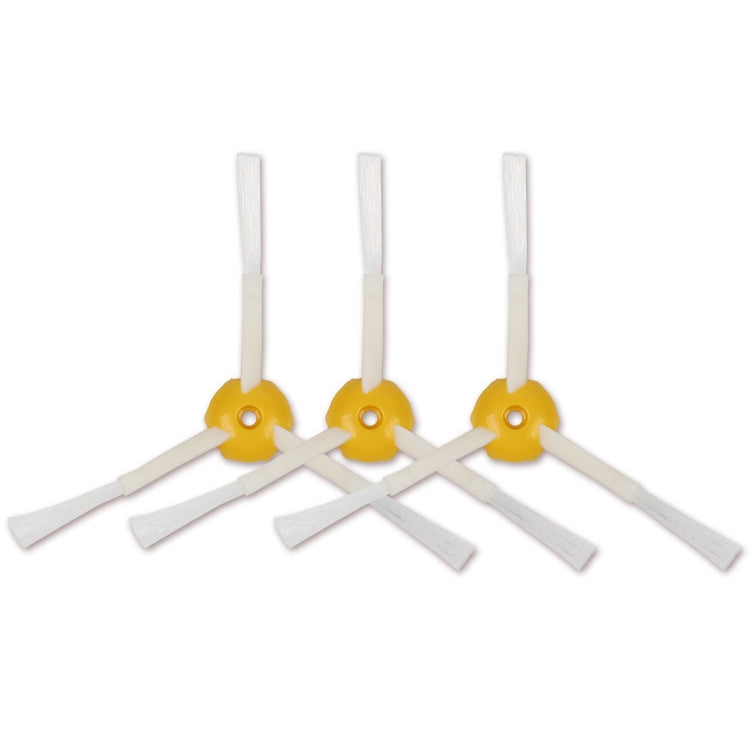 Robot vacuum side brush set with yellow hubs and white bristles
