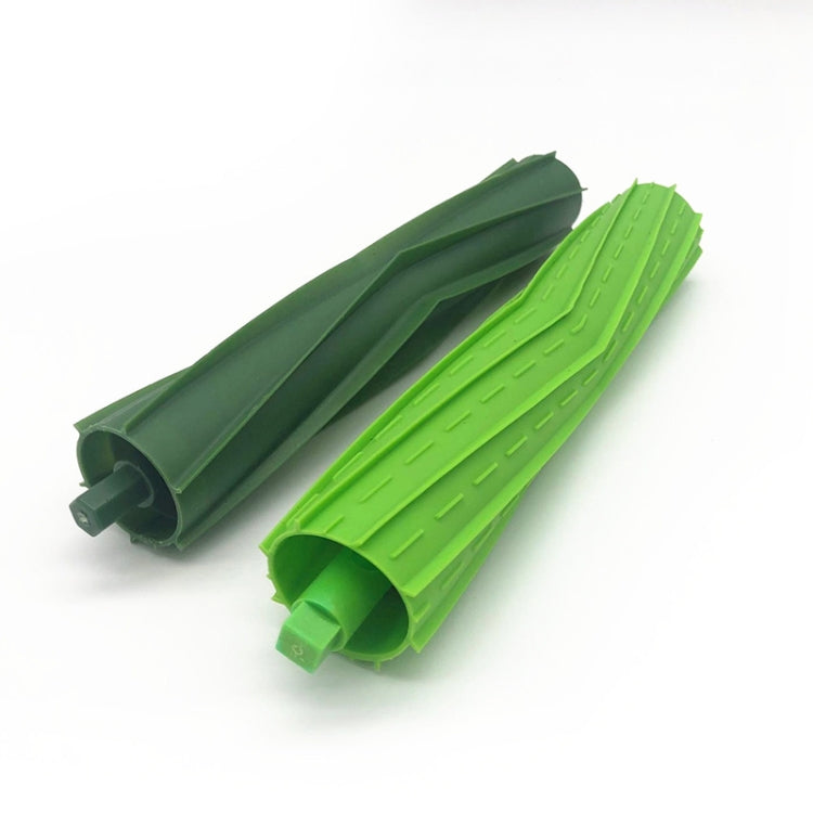 Green main brush roller pair with end caps for robot vacuum