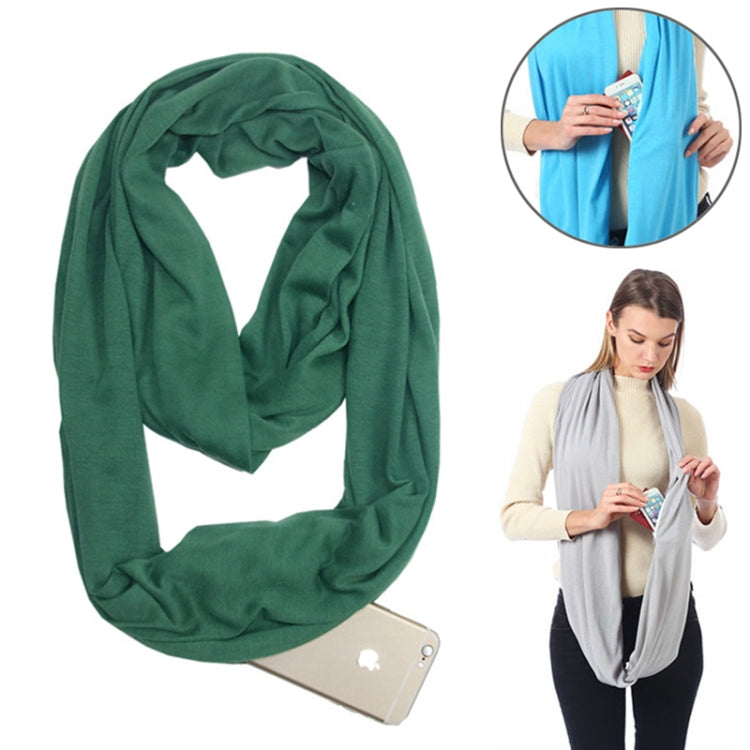 Women’s green solid infinity scarf, looped cowl style for winter layering