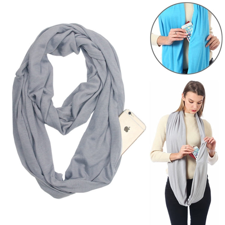 Women’s gray solid infinity scarf, looped cowl style for winter layering
