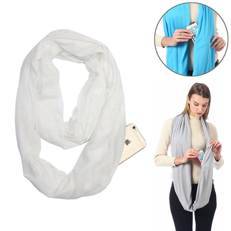 Women’s white solid infinity scarf, looped cowl style for winter layering