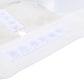 White elastic brace strap with stitched fabric texture and adjustable closure tab.
