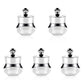 Set of silver travel containers with clear bodies and hard sealed lids