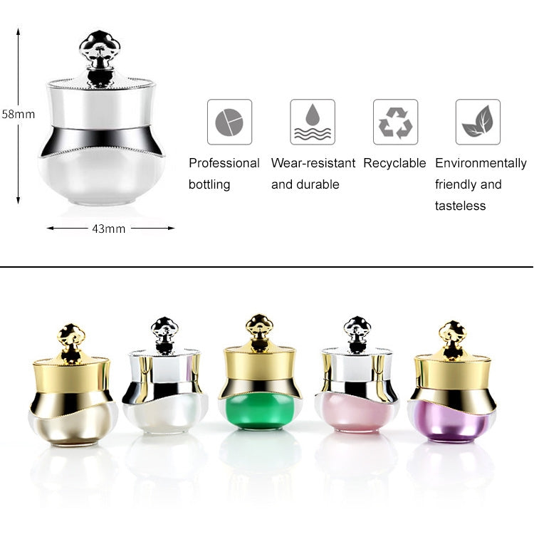 Silver travel container with hard sealed lid, side profile view