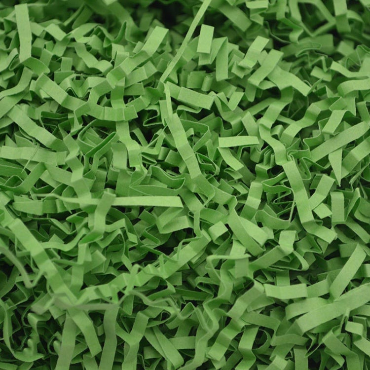 Shredded raffia paper filler, bright green crumpled paper strips