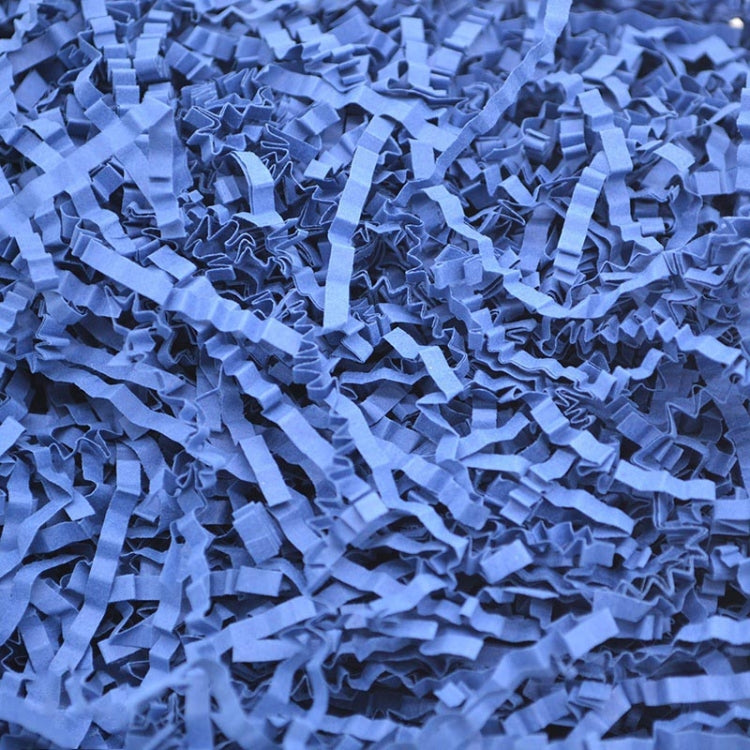 Shredded raffia paper filler, light blue crumpled paper strips