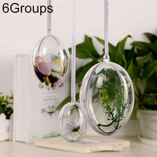 6 PCS Transparent Plastic Hollow Ellipsoid Easter Christmas Wedding Decorations, 6 PCS