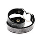 Rhinestone heart choker necklace with black center panels and silver heart buckle