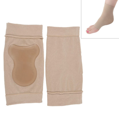 SEBS ankle protection sleeve socks, beige, with oval support pad at front and strap cuff.