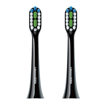 Smart toothbrush heads with black handles and blue/green bristle tips (2-pack)