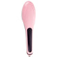 Pink heated hair straightener comb with black heating panel