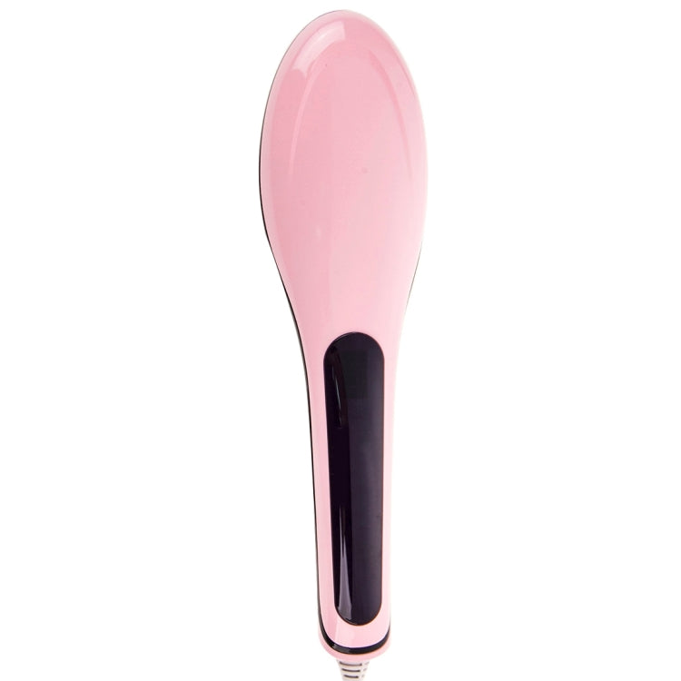 Pink heated hair straightener comb with black heating panel