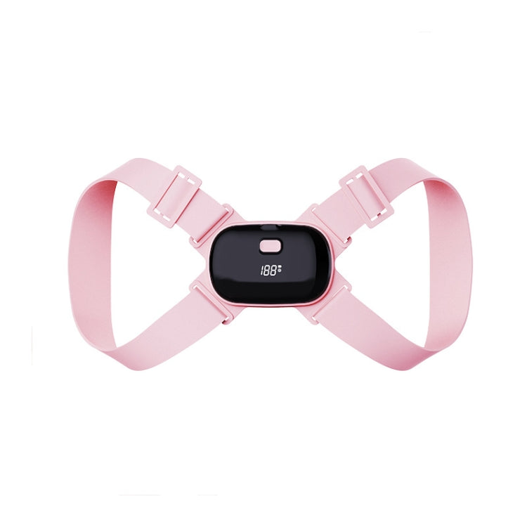 Pink smart posture corrector orthotic with display and adjustable chest straps
