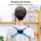 Light blue posture corrector worn on child’s back with black sensor module