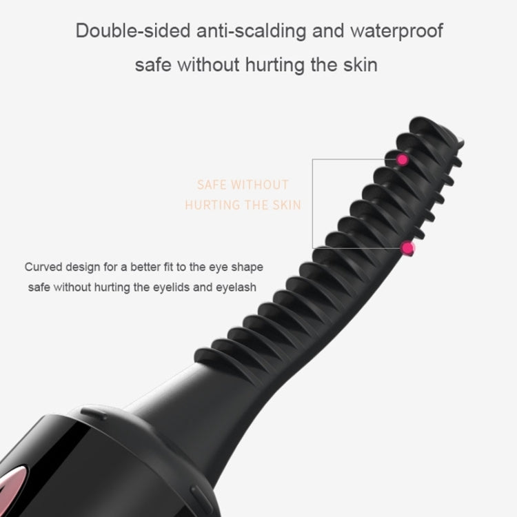 Black waterproof eyelash curler head with dual anti-scalding curved comb