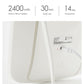 White square desktop LED cosmetic mirror with visible charging cable connection