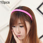 Braided hair headband with pink twist braid across the top of hair