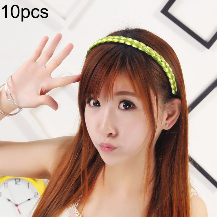 Braided hair headband with lime green twist braid around the hairline