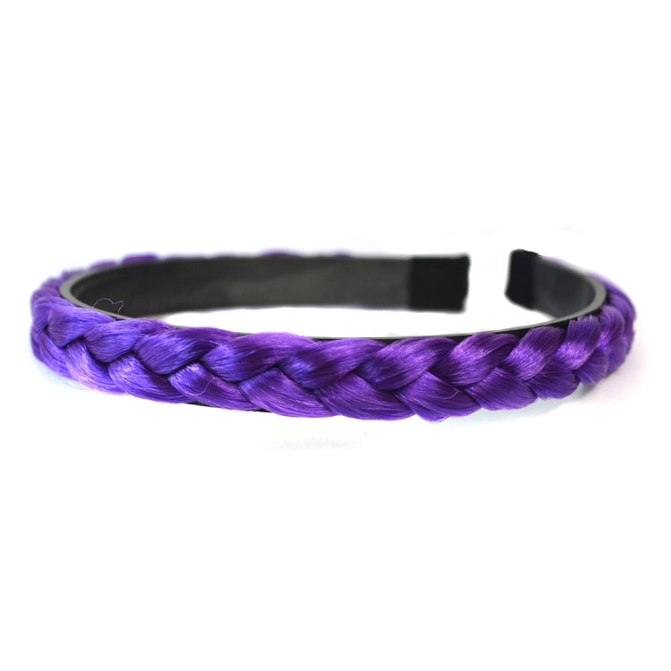 Braided twist hair headband with light purple woven braid and black inner band