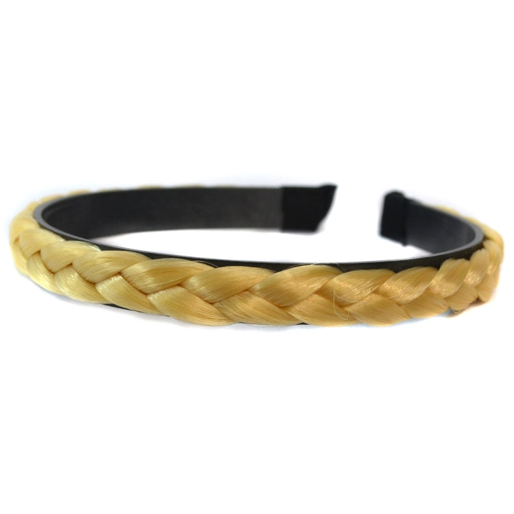 Light yellow braided twist hair headband with black inner band