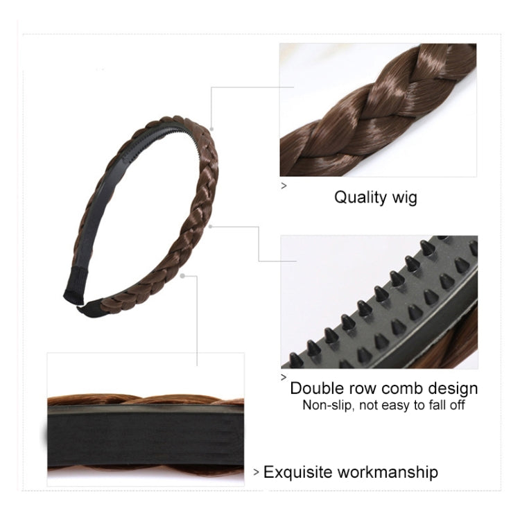 Braided hair headband set with dark and brown twist braids and inner elastic