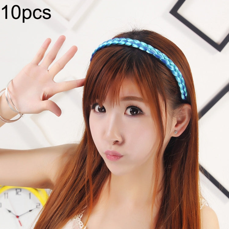 Light blue braided twist hair headband across the front hairline
