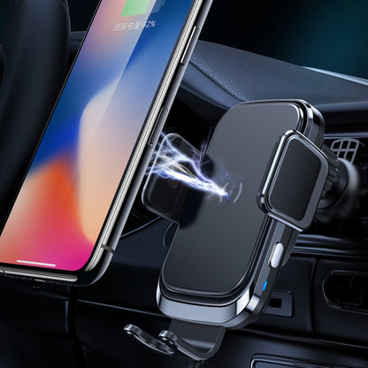 Car air vent wireless charging phone holder with gravity mount, black