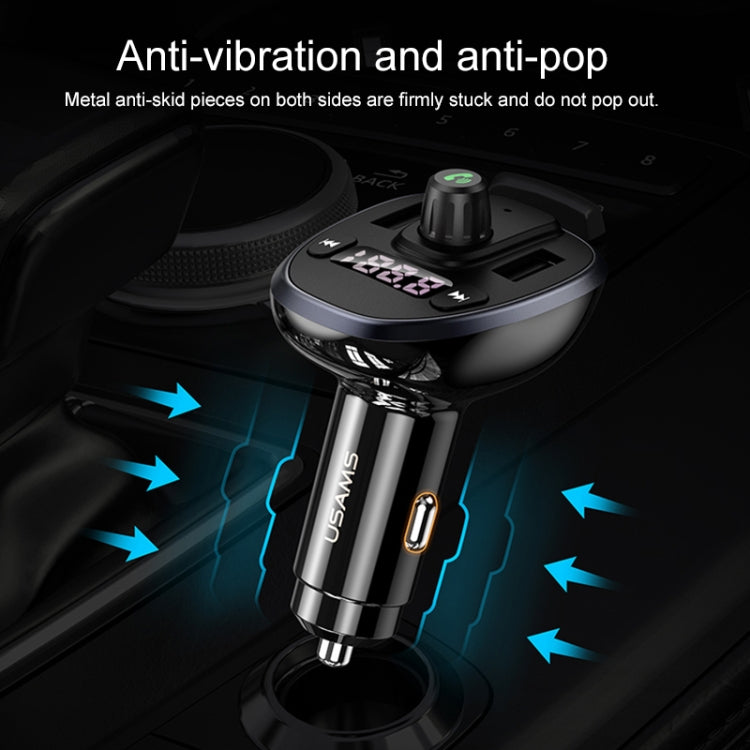 USAMS dual USB car charger with anti-vibration design, black