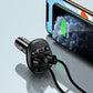 USAMS dual USB car charger with digital display, black plug