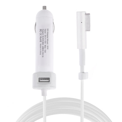 White car USB charger with built-in USB port and attached cable