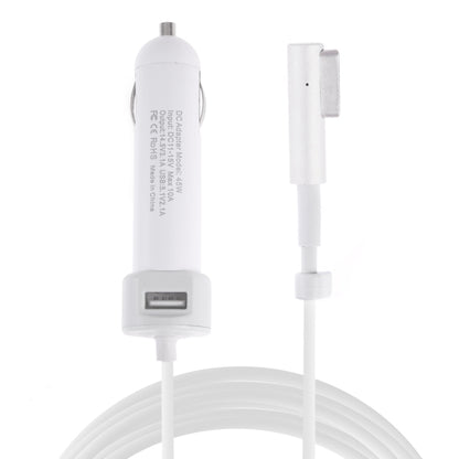 White USB car charger adapter with attached cable and USB port