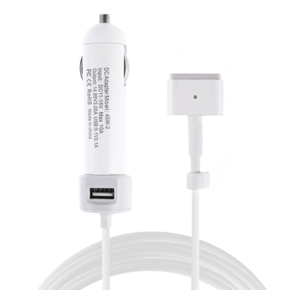 White USB car charger adapter with DC plug and cable connector